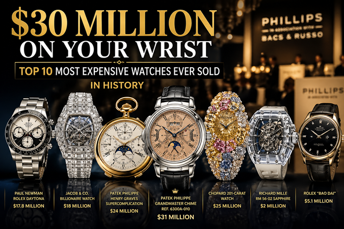 $30 Million on Your Wrist: Top 10 Most Expensive Watches Ever Sold in History