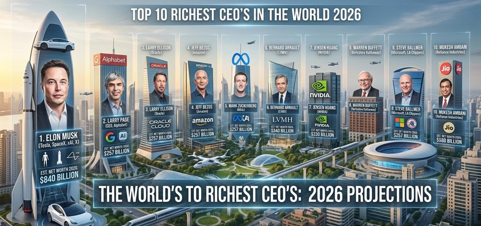 World’s Most Powerful CEOs 2026 and Their Massive Net Worth