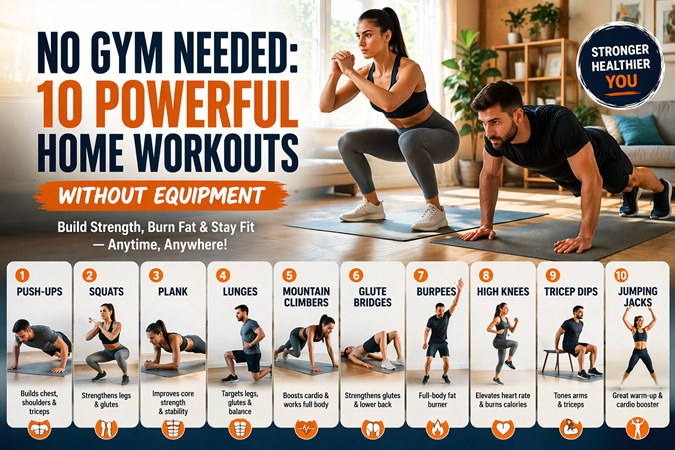 No Gym Needed: 10 Powerful Home Workouts Without Equipment