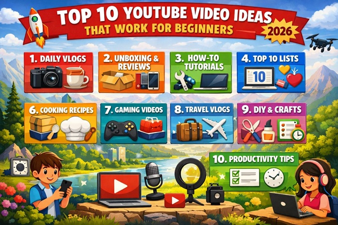 Top 10 YouTube video ideas that work for beginners (2026)