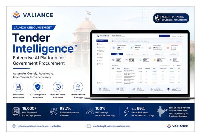 Valiance Solutions Launches Tender Intelligence, an Enterprise SaaS for Government Procurement